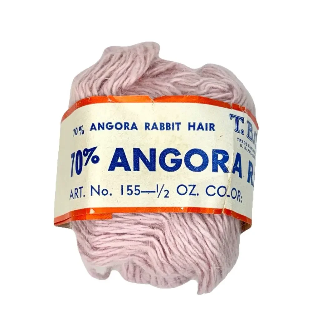 VTG Rare TBC Angora Rabbit Virgin Sheep Wool 70/30 Light Orchid Yarn 11 Skeins